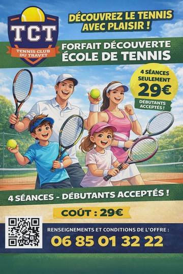  séances de tennis essai découverte débutants acceptés 